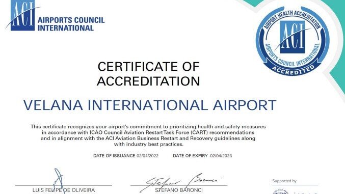 Velana International Airport Receives Airport Health Accreditation Certificate For The Second Time From Airport Council International