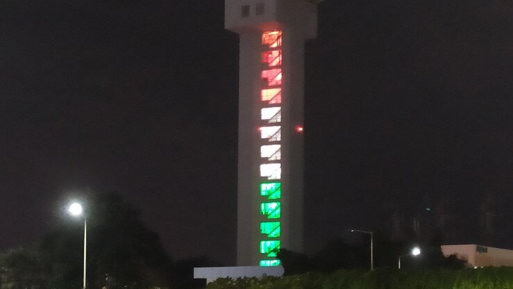 BLR Airport’s ATC Tower Illuminated With Indian Tricolour Lights to Celebrate 75 Years of Independence 
