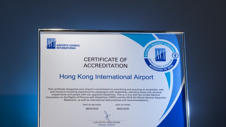 HKIA achieves Level 3 accreditation, the highest rank attainable under the Accessibility Enhancement Accreditation Program organised by Airpors Council International (ACI)